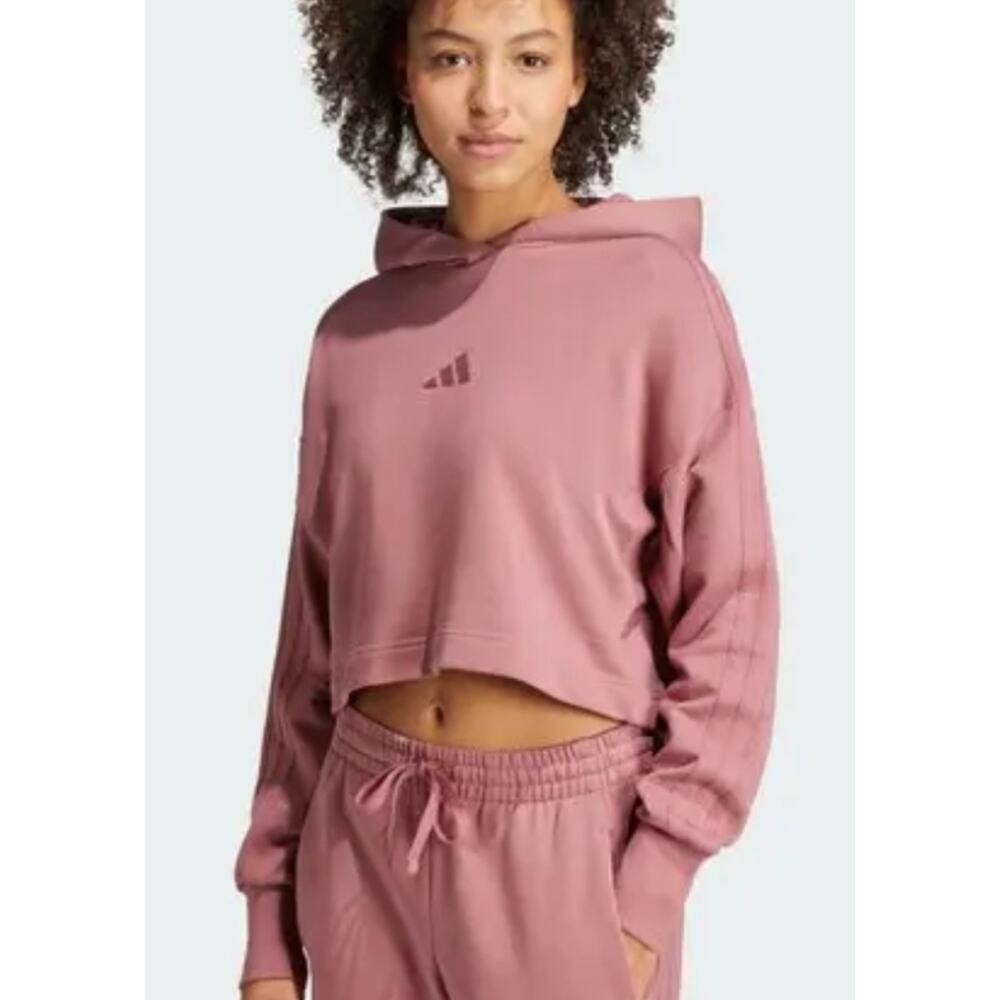 adidas Originals Women's Cropped Pink Hoodie Sweatshirt 100% cotton sz M All Szn